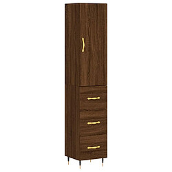 vidaXL Buffet haut Chêne marron 34,5x34x180 cm Bois d'ingénierie