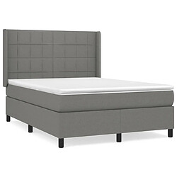 vidaXL Sommier à lattes de lit avec matelas Gris foncé 140x190cm Tissu