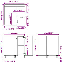 vidaXL Armoire de plancher d'angle noir 75,5x75,5x81,5 cm bois pas cher