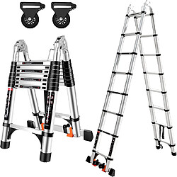 Échelle Télescopique en Aluminium Pliante, Échelle Extensibles Escabeau Escamotable - 3,2M(1,6+1,6) Échelle Télescopique en Aluminium Pliante, Échelle Extensibles Escabeau Escamotable Loft Ladder Pliable Charge 150 kg - 3,2M(1,6+1,6)