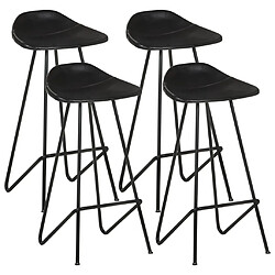 vidaXL Tabourets de bar lot de 4 noir cuir véritable