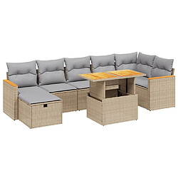 vidaXL Salon de jardin avec coussins 8 pcs beige résine tressée