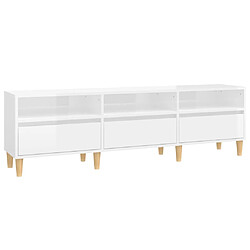 Maison Chic Meuble TV scandinave - Banc TV pour salon blanc brillant 150x30x44,5 cm bois d'ingénierie -MN68121