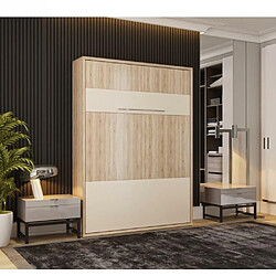 Inside 75 Armoire lit escamotable MYKONOS chêne / beige couchage 140*200 cm. 