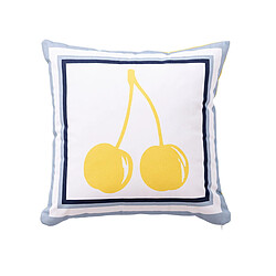 Coussin Benetton Jaune Blanc Cerises 40 x 40 cm Carré