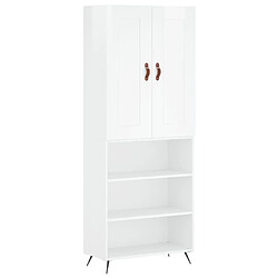 vidaXL Buffet haut Blanc brillant 69,5x34x180 cm Bois d'ingénierie