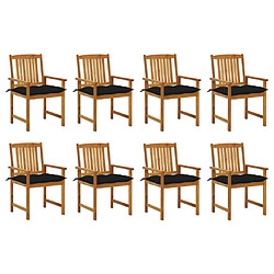 Maison Chic Lot de 8 Chaises de jardin,Fauteuil d'extérieur avec coussins Bois d'acacia solide -MN58353