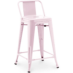 ICONIK INTERIOR Tabouret de bar avec dossier - Design industriel - 60cm - Nouvelle édition - Stylix Rose pâle 