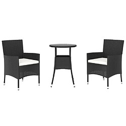 Avis Maison Chic Ensemble de bistro 3 pcs coussins,Table + chaises + coussins de jardin noir poly rotin -GKD858247