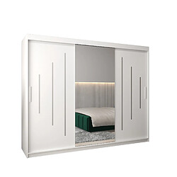 Abiks Meble Armoire YORK 1 À Portes Coulissantes 200/250/62 3 Portes (Blanc/Blanc)