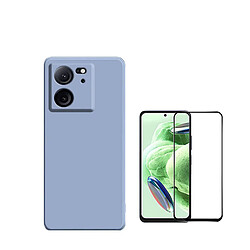 Kit de film en verre trempé de la couverture de 5D + couvercle de silicone liquide Phonecare pour Xiaomi 13T - Bleu clair