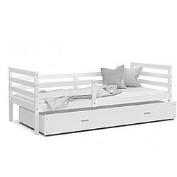 Kids Literie Lit Enfant Malo 90x190 ( Sans Matelas ) Blanc - blanc Livré avec le sommiers et tiroir.