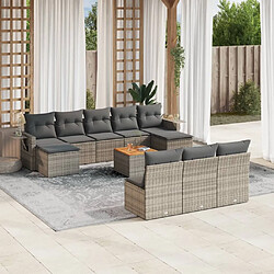 vidaXL Salon de jardin 11 pcs avec coussins gris résine tressée 