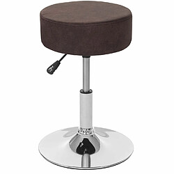 Avis Decoshop26 Tabouret réglable en hauteur Ø 35cm imitation daim marron foncé vintage 04_0005330