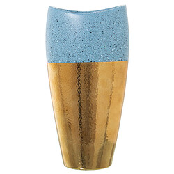 Vase Alexandra House Living Bleu Doré Céramique 13 x 18 x 36 cm