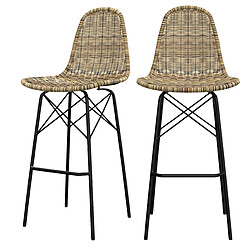 Rendez Vous Deco Chaise de bar Tiptur en résine tressée naturelle 76 cm (lot de 2)