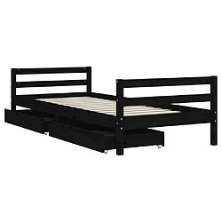 Acheter Maison Chic Lit d'Enfant Chambre - Cadre de lit pour enfant avec tiroirs noir 90x200 cm bois pin massif -MN32669