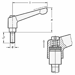 Ganter Norme léments réglable Levier de serrage avec vis en acier inoxydable, noir, strukturmatt, GN 300.178-SW M1020