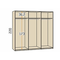 Avis Inside 75 Armoire blanche 288,4 x 60 x 220 cm structure standard 6 portes kubica