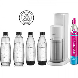 Machine a Soda SODASTREAM DUOBICB - Machine DUO Blanche Pack 4 bouteilles (2 carafes DUO + 2 Fuse LV) + 1 cylindre d'échange CQC