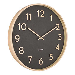 Karlsson Horloge ronde en bois Pure 40 cm noir.