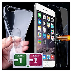 Film Verre Trempé + Coque Silicone Transparente Clair pour Iphone 8 