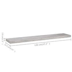 vidaXL Étagère murale flottante Gris béton 120x23,5x3,8 cm MDF pas cher