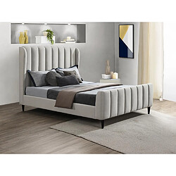 Vente-Unique Lit 180 x 200 cm - Tissu avec coutures verticales - Gris clair - CASAGOTI 