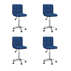 vidaXL Chaises pivotantes à manger lot de 4 bleu tissu