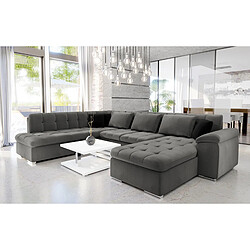 Bestmobilier Chuck - canapé panoramique XXL - convertible avec coffre - 7 places - gauche