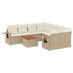 Maison Chic Salon de jardin avec coussins 9 pcs | Ensemble de Table et chaises | Mobilier d'Extérieur beige résine tressée -GKD93375