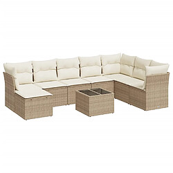 vidaXL Salon de jardin avec coussins 9 pcs beige résine tressée