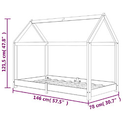 vidaXL Cadre de lit d'enfant Blanc Bois de pin massif 70x140 cm pas cher