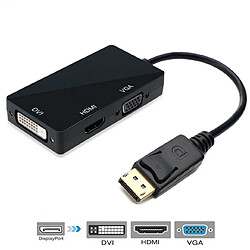 CABLING® adaptateur DisplayPort Mâle vers HDMI VGA DVI(24+1) Femelle Adaptateur DP Résolution 4K et 1080P pour PC, Noir