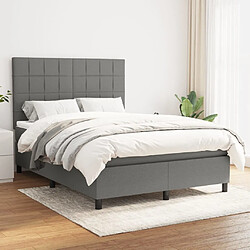 vidaXL Sommier à lattes de lit avec matelas Gris foncé 140x190cm Tissu 