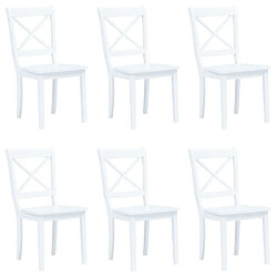 Maison Chic Lot de 6 Chaises à manger,Chaise pour cuisine blanc bois d'hévéa massif -MN47784