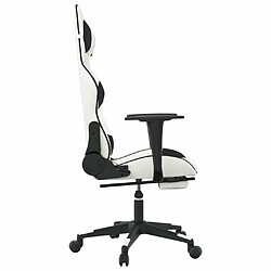 Maison Chic Chaise de jeu, Chaise gaming de massage avec repose-pied, Fauteuil gamer,Chaise de Bureau Blanc&Noir Similicuir -GKD39007 pas cher