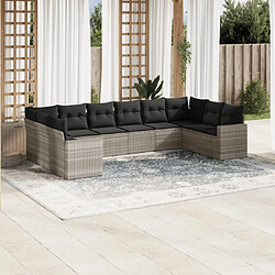 vidaXL Salon de jardin avec coussins 10 pcs gris clair résine tressée 