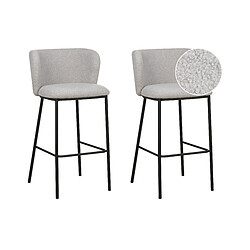 Beliani Tabouret de bar Set de 2 Bouclé Gris clair MINA