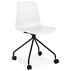 Alterego Chaise design de bureau 'EVORA' blanche sur roulettes