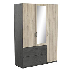 But Armoire 3 portes 2 tiroirs L.134 cm READY imitation chêne kronberg et ardoise