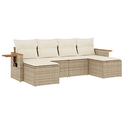 vidaXL Salon de jardin avec coussins 6 pcs beige résine tressée