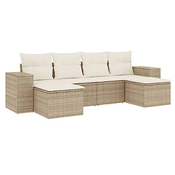 vidaXL Salon de jardin avec coussins 6 pcs beige résine tressée