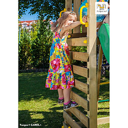 Aire de jeux Carol1 avec toboggan bleu et mur d'escalade de Fungoo