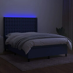 Avis Maison Chic Lit adulte- Lit + matelas + LED,Sommier à lattes de lit matelas et LED Bleu 140x190 cm Tissu -GKD69918