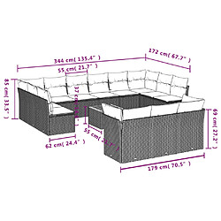 Acheter vidaXL Salon de jardin avec coussins 14 pcs gris résine tressée