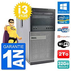 PC Tour Dell OptiPlex 990 Intel i3-2120 RAM 32Go Disque Dur 2To Windows 10 Wifi · Occasion 