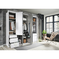 Avis Inside 75 Armoire GRACE décor blanc 2 portes pliantes 1 porte tournante 6 tiroirs 3 miroirs