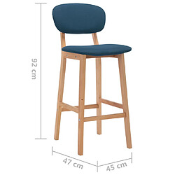 vidaXL Tabourets de bar lot de 2 bleu tissu pas cher