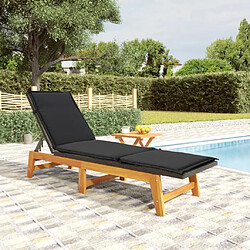 vidaXL Chaise longue avec table Résine tressée et bois massif d'acacia